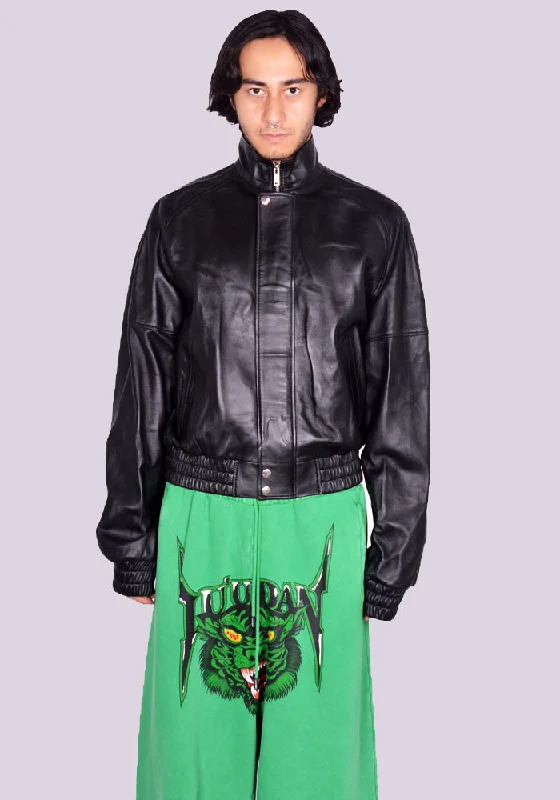 Low Price LU'U DAN MJ033LE LNL BLOUSON LEATHER JACKET BLACK (New Season FW24)