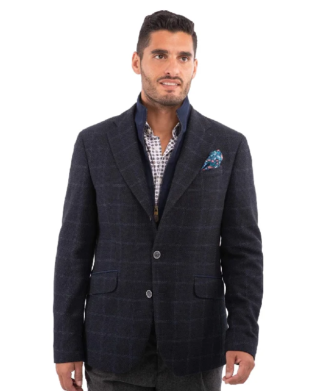Savings Soar This Weekend Navy Birdseye Check Pettorina Jacket
