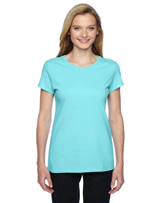 Deal of the Day Fruit of the Loom Ladies 100% Sofspun Cotton Junior Crew T-Shirt | Scuba Blue