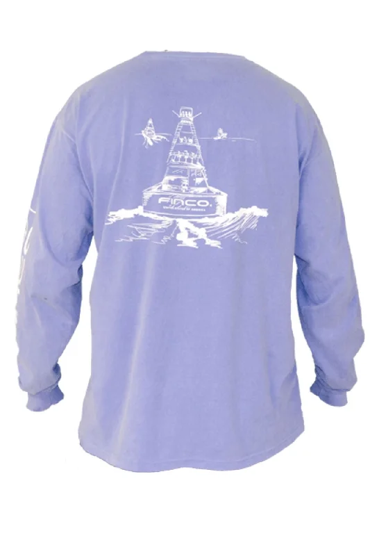 Weekend Specials to Cherish Cobia Long Sleeve Ring Spun Cotton in Flo Blue
