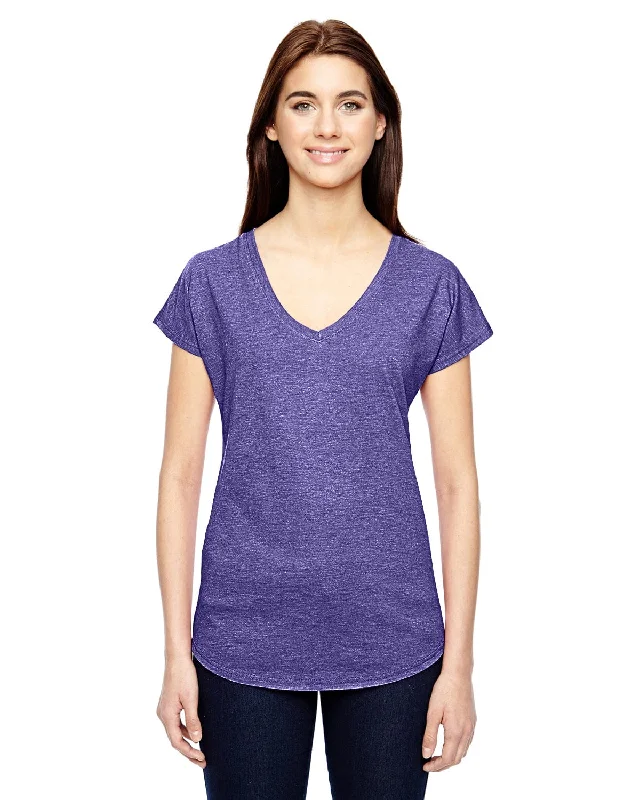 Instant Savings Anvil Ladies Triblend V-Neck T-Shirt | Heather Purple