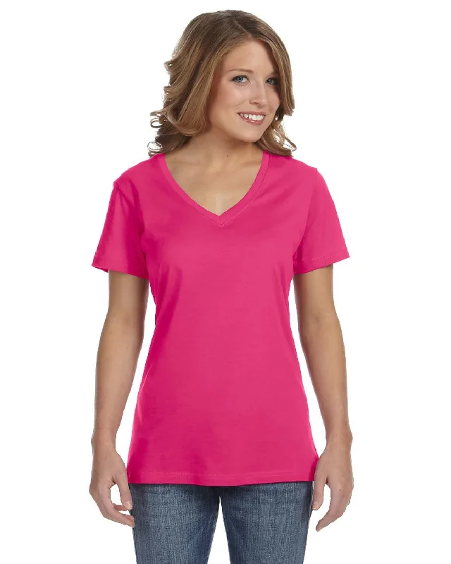 Epic Value Anvil Ladies Featherweight V-Neck T-Shirt | Hot Pink