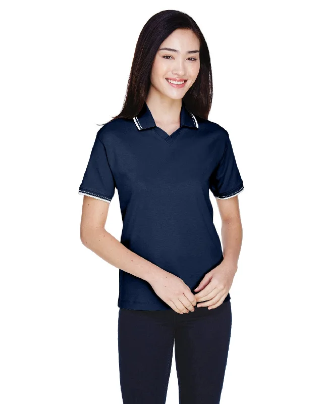 Time-Sensitive Devon & Jones Ladies Tipped Perfect Pima Polo Shirt | Navy/ White
