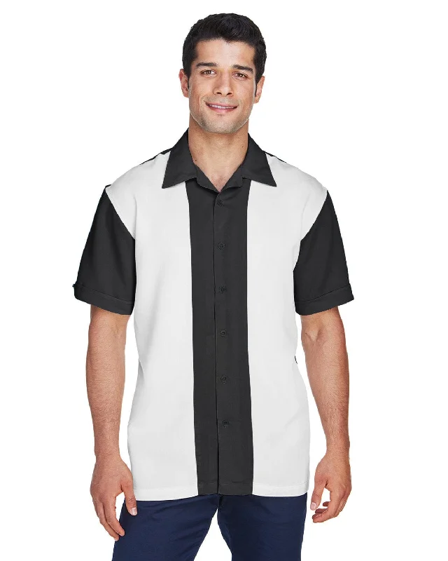 Factory Direct Sale Harriton Two-Tone Bahama Cord Camp Shirt | Black/ Creme