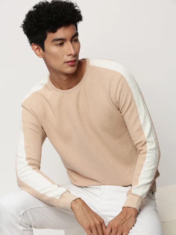 Daily Specials Men Peach Solid Casual Sweatshirts