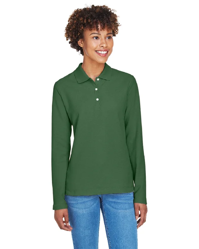 Lowest Price Devon & Jones Ladies Long Sleeve Polo Shirt | Forest