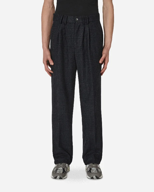 Stock Clearance Checked Pleated Trousers Blue