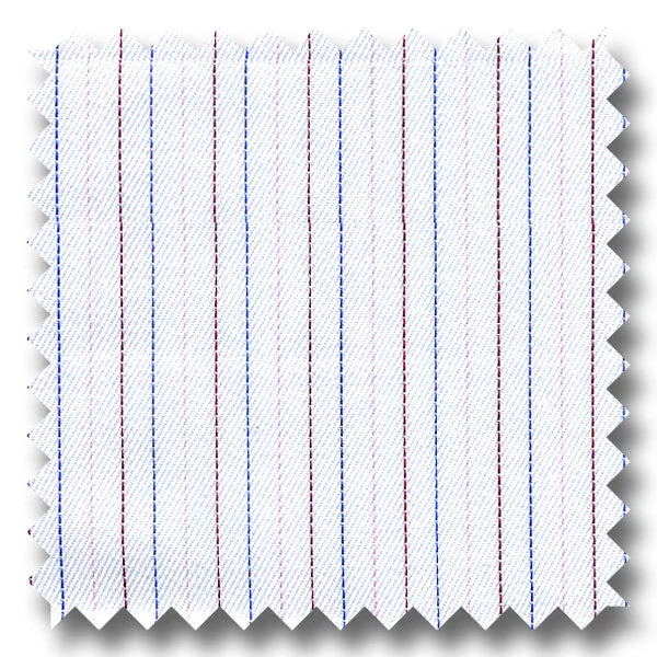 While Supplies Last Blue, Pink and Burgundy Stripe 200 2Ply Broadcloth - Custom Dress Shirt