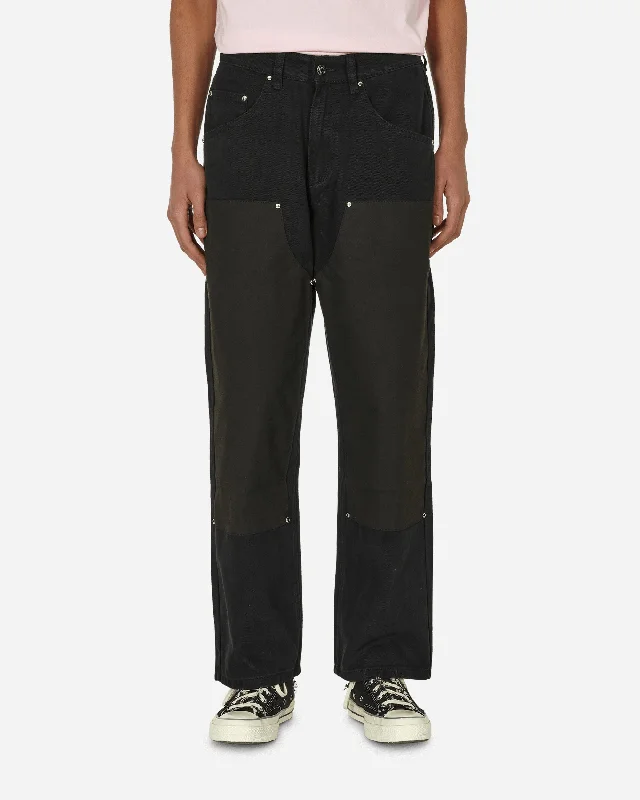 Weekend Specials to Savor Vegan Suede Double Knee Canvas Pants Black