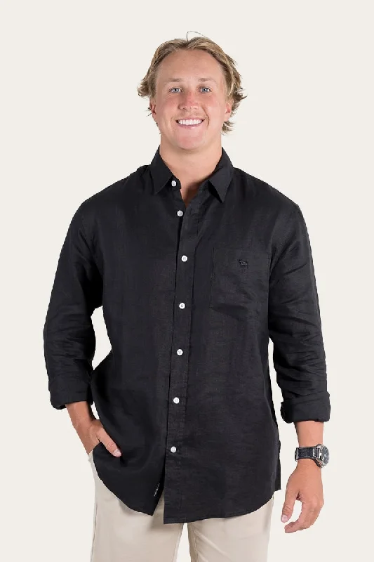 Big Discounts Glenmorgan Mens Relaxed Linen Dress Shirt - Black