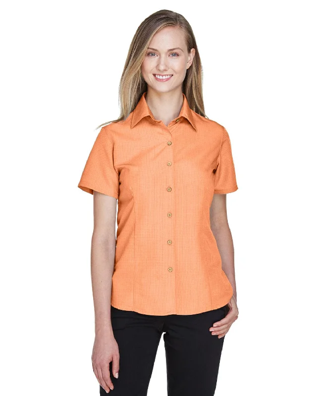 Can't Miss Harriton Ladies Barbados Textured Camp Shirt | Nectarine