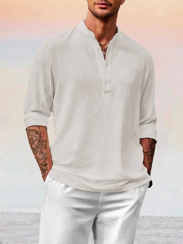 Overstock Cozy Lightweight Cotton Linen Button Shirt