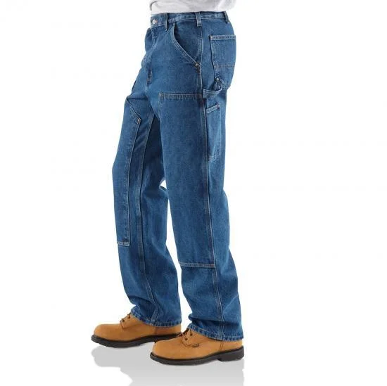 Hot Buy Loose Original Fit Washed Logger Double Front Work Jean (Denim)(Darkstone)