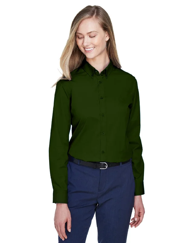 New Deals Core 365 Operate Ladies Long Sleeve Twill Shirt | Forest