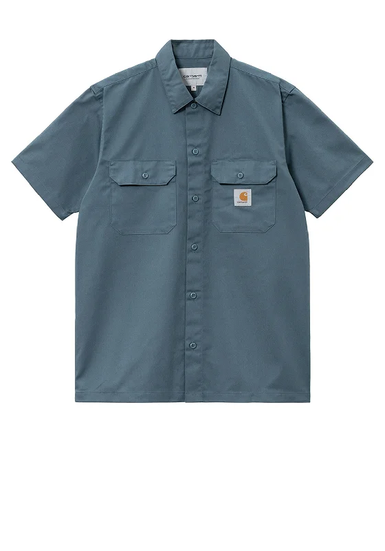 Price Smash Carhartt WIP Master Short Sleeve Shirt, Storm Blue
