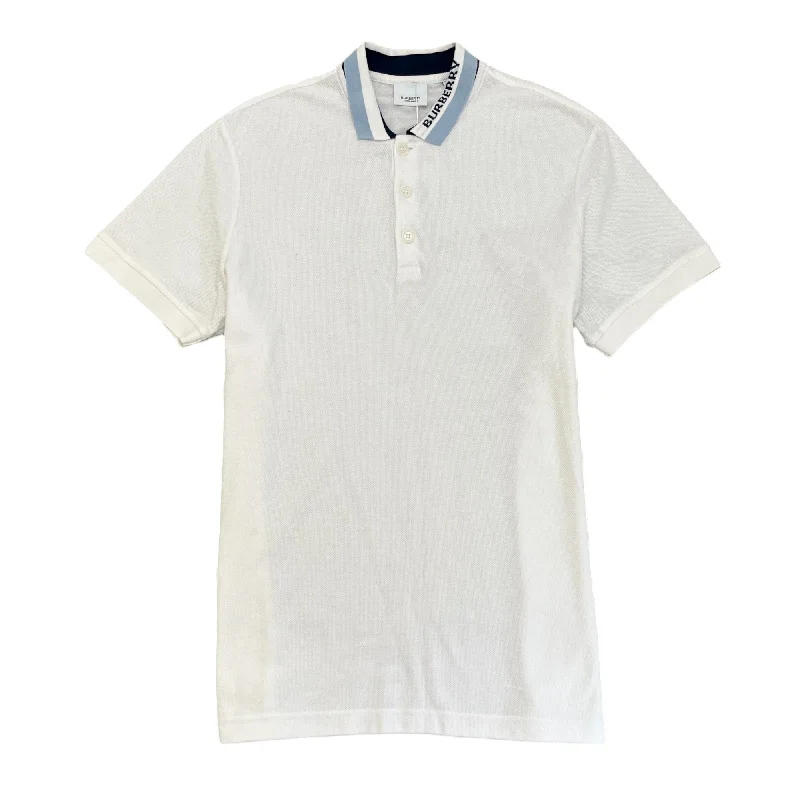 Steals and Deals Men's Logo Collar Polo Shirt White Size M