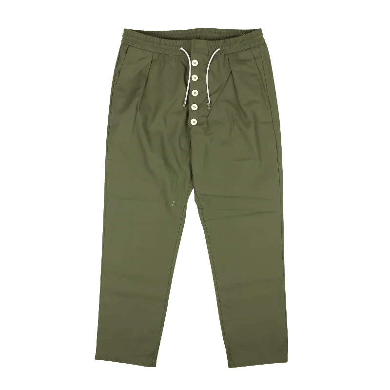 Final Markdown Green Drawstring Button Pants