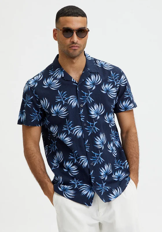 Deal of the Day Selected Homme Resort Floral Linen Shirt, Sky Captain