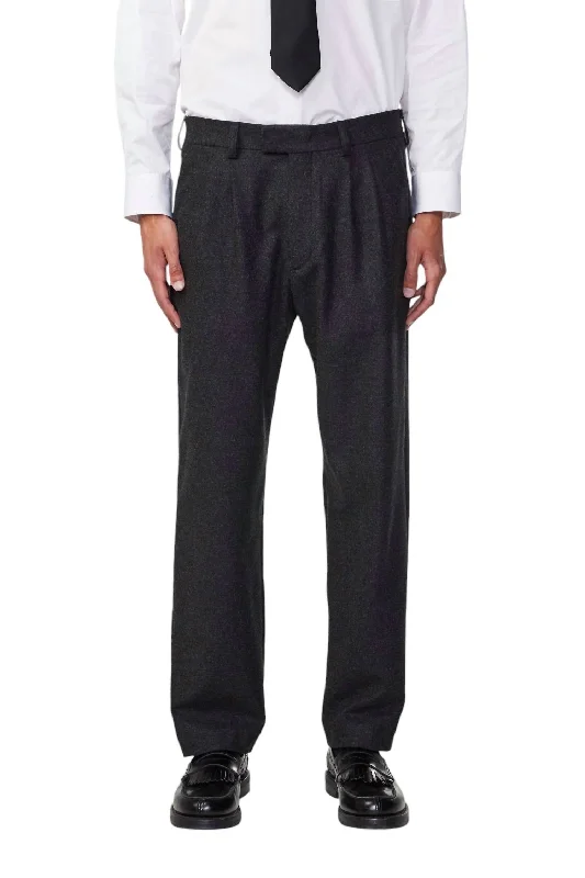 Shop and Save Fritz Pleated Trouser In Dark Grey