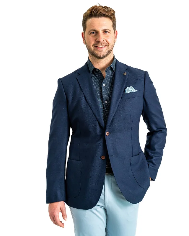 Exclusive Offers Navy Super 110s Stretch Wool Basketweave Blazer
