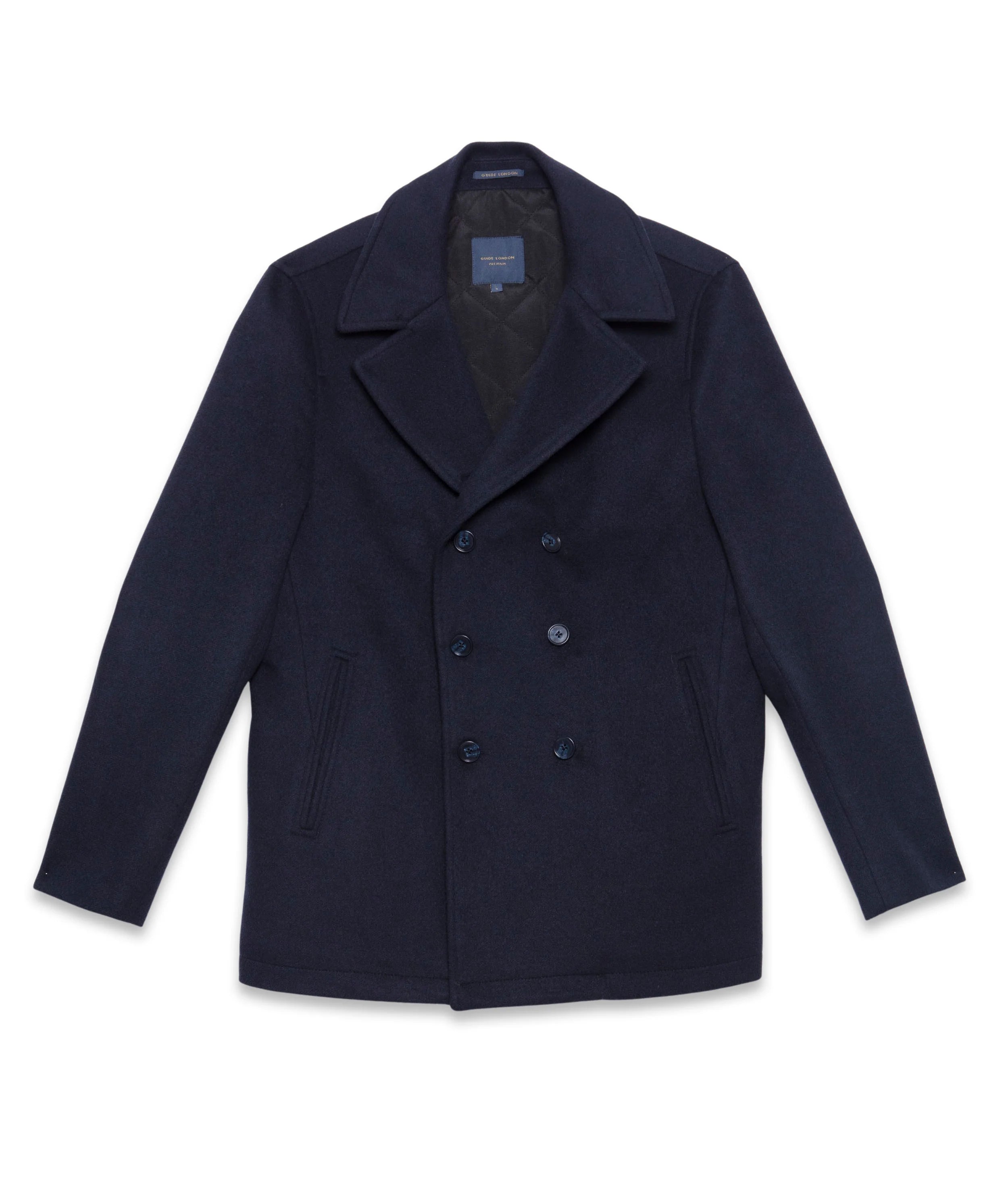 YEAR-End Clearance Guide London Men's Wool Blend Navy Mid-Length Coat