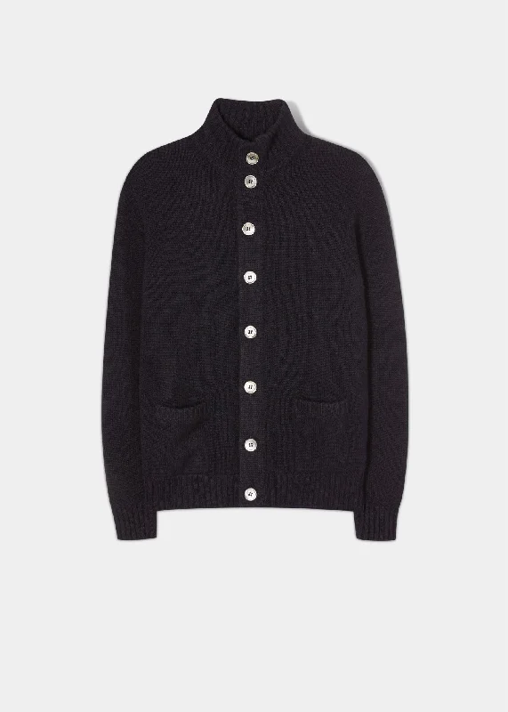 Closeout Landford Men's Lambswool Buttoned Jumper In Navy - Regular Fit