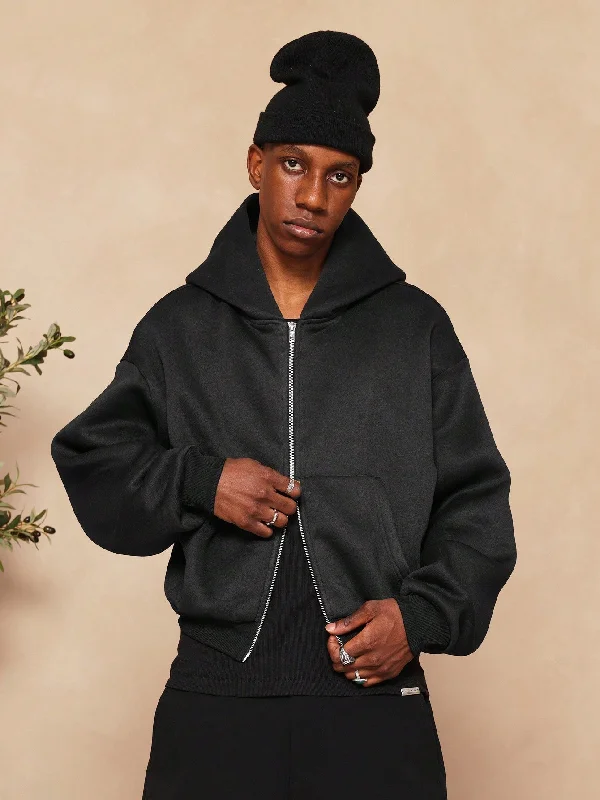 Weekend Discounts to Indulge In Crop Fit Zip Through Heavyweight Essential Hoodie
