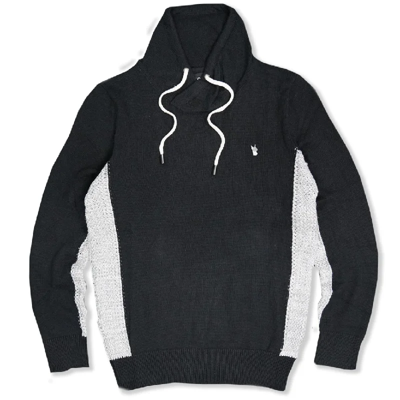 Best Deals M5040 Shawl Collar Knit Sweater - Black/Gray