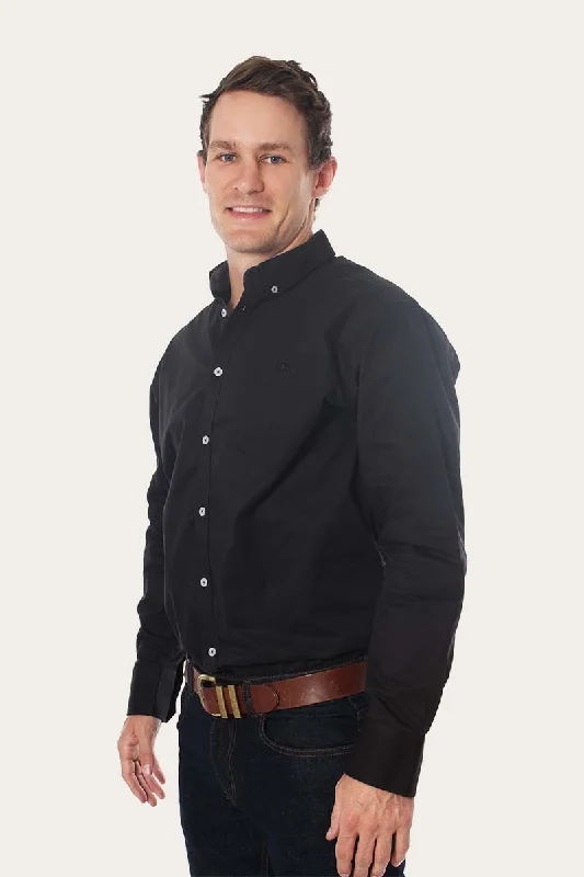Massive Deals Heritage Mens Plain Dress Shirt - Black
