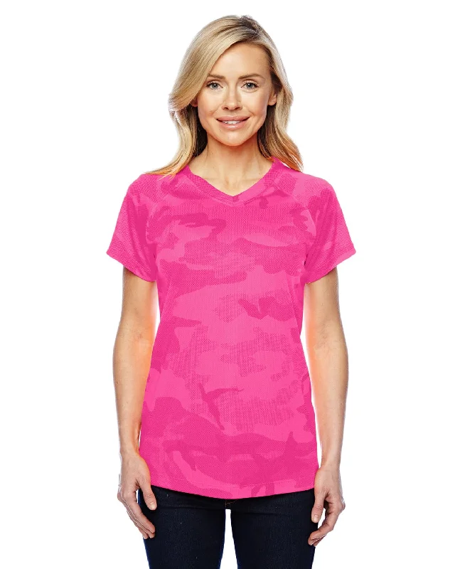 Doorbuster Deal Champion Ladies Double Dry Performance T-Shirt | Wow Pink Camo