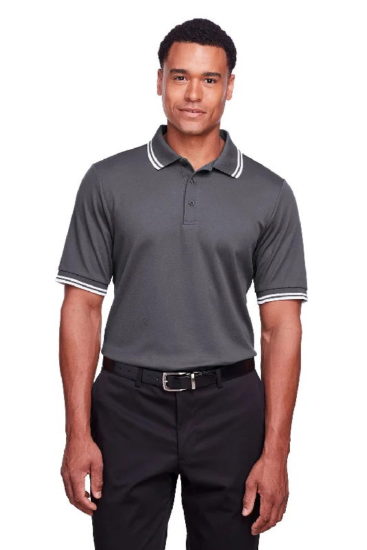 Major Savings Devon & Jones Mens CrownLux Performance Moisture Wicking Short Sleeve Polo Shirt - Graphite Grey/White Major Savings Devon & Jones Mens CrownLux Performance Moisture Wicking Short Sleeve Polo Shirt - Graphite Grey/White