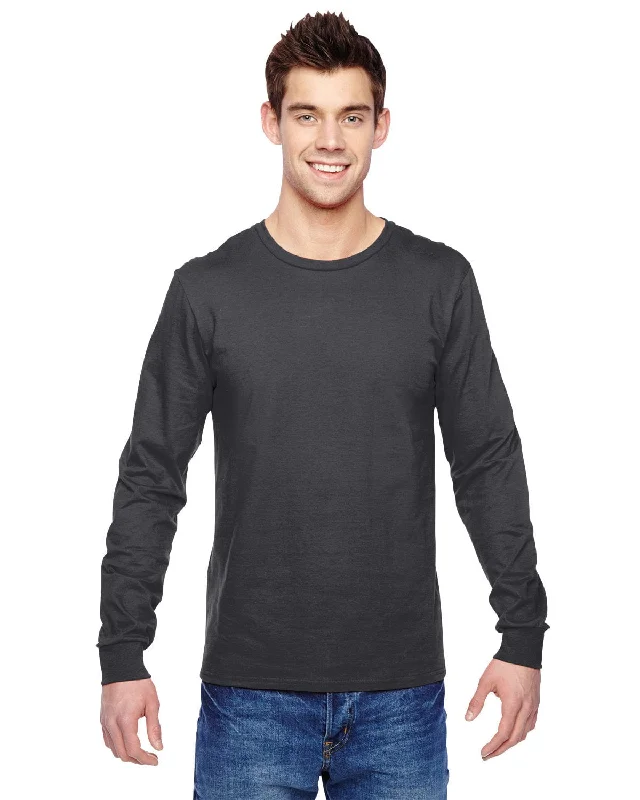 Flash Deal Fruit of the Loom 100% Sofspun Cotton Long Sleeve T-Shirt | Charcoal Grey