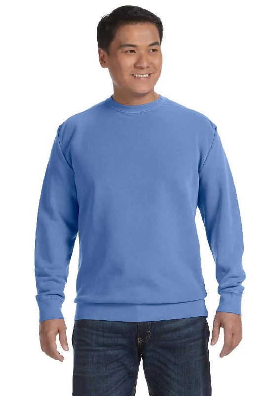 Stock Up Comfort Colors Mens Crewneck Sweatshirt - Flo Blue