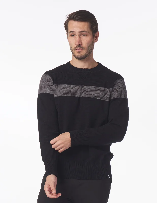 Weekend Price Cuts Galore Tactical Crewneck Sweater: Black/Smoke Grey Stripe