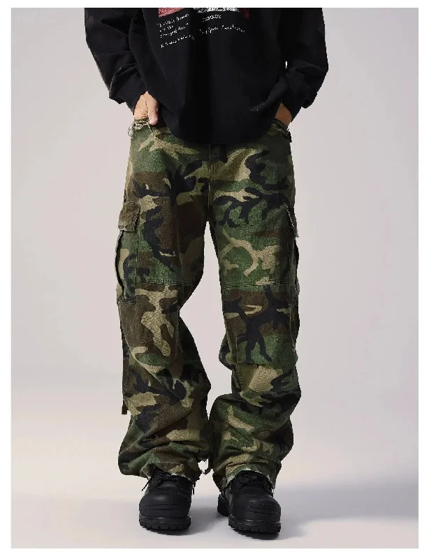 Low Cost Distressed Camouflage Cargo Pants