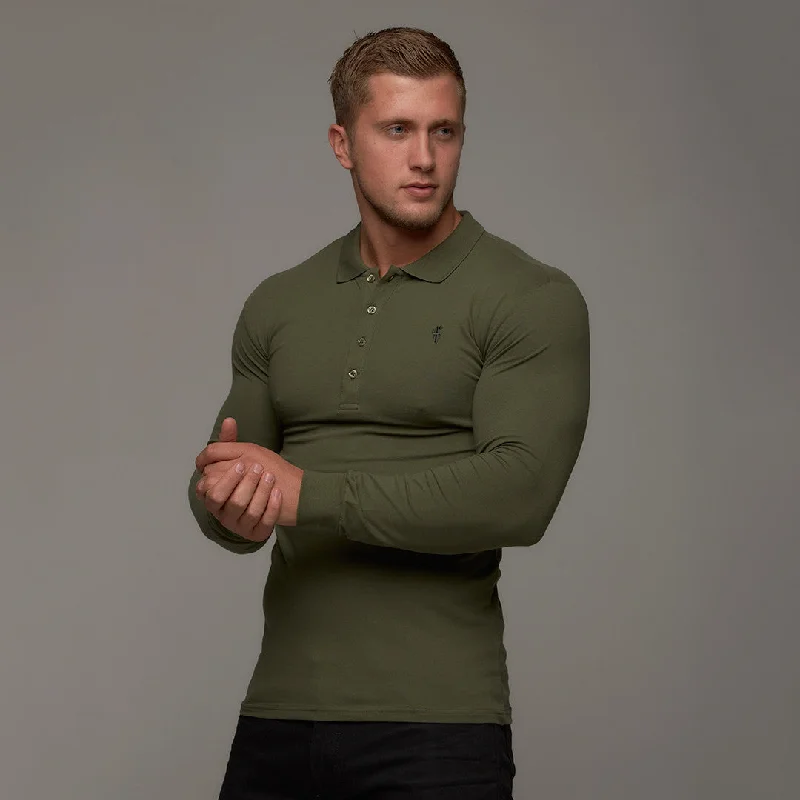 New Deals Father Sons Classic Khaki Polo Long Sleeve Shirt - FSH035