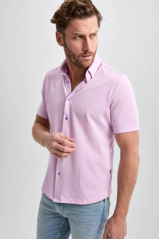 Weekend Shopping Bliss Lavender Solid Short Sleeve Shirt