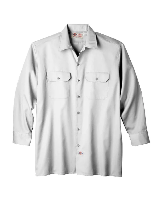 Celebrate the Weekend with Discounts Dickies Long Sleeve Work Shirt | White