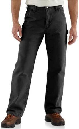 Closeout Mens B111 Flannel Lined Washed Duck Loose Fit Pant - Black