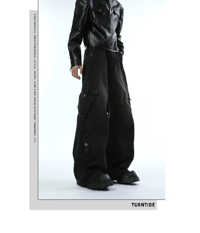 Final Offer Faded Multi-Seams Cargo Jeans