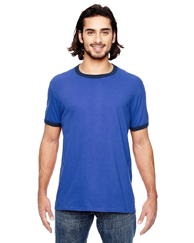 Bonus Savings Anvil Lightweight Ringer T-Shirt | H Blue/ Tr Navy