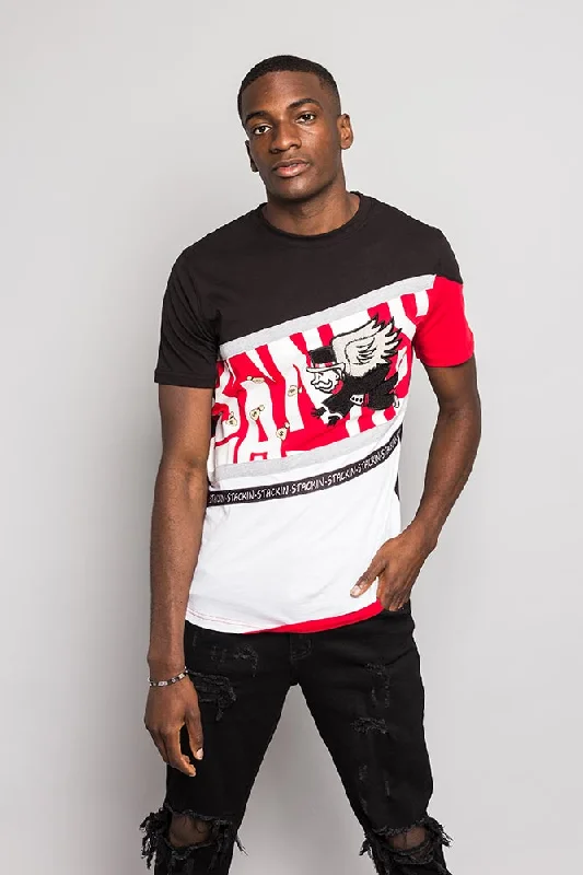 Act Now Color Blocked Embroidered Monopoly T-Shirt