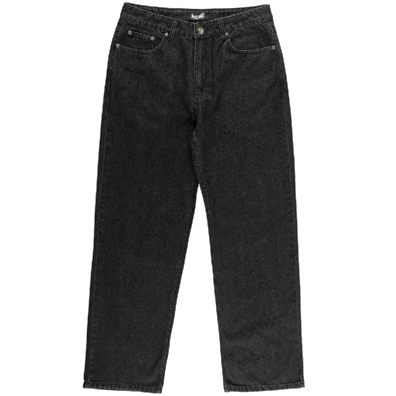 Fantastic Deals Welcome Immortal Loose Straight Denim Jeans - Washed Black