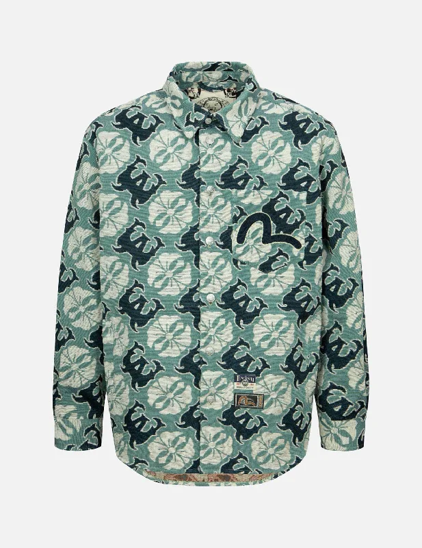 Weekend Deal Allover Kamon and Logo Jacquard Regular Fit Tapestry Jacket