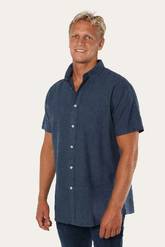 Year-End Clearance Dawson Mens Relaxed Linen Dress Shirt - Steel Blue