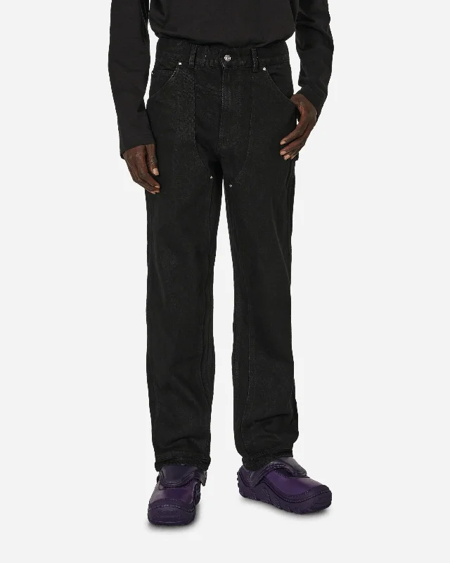 Special Promotion Double Knee Denim Pants Black