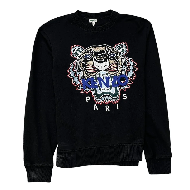 Don't Wait Men's Embroidered Tiger Sweatshirt Black Size M
