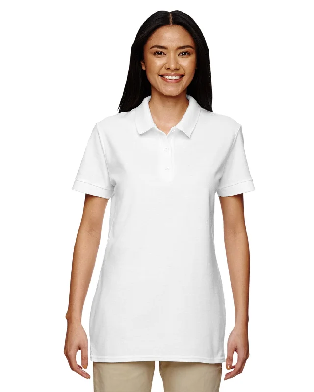 Blowout Deals Gildan Premium Cotton Ladies Double Pique Polo Shirt | White