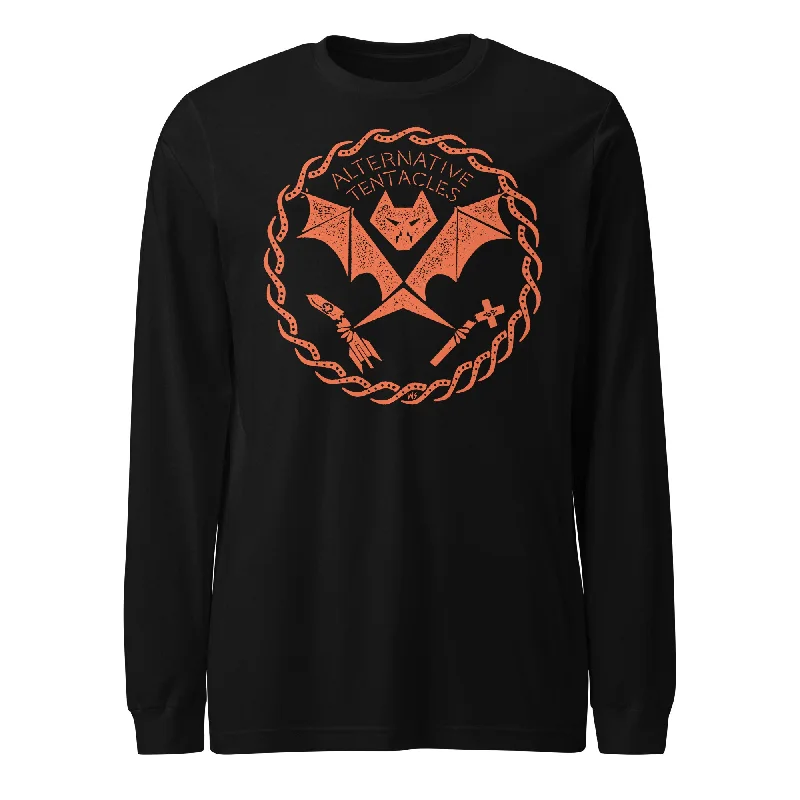 Weekend Discounts to Love Orange Bat Logo - The Cult You Can Trust Unisex Black Long Sleeve Tee