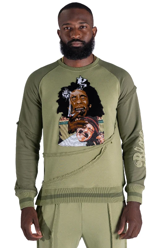 Weekend Specials to Indulge In F4359 Frost Blow Sweatshirt- Olive